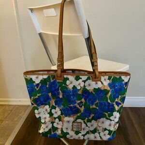 Dooney & Bourke Large Zipper Tote Blue Floral